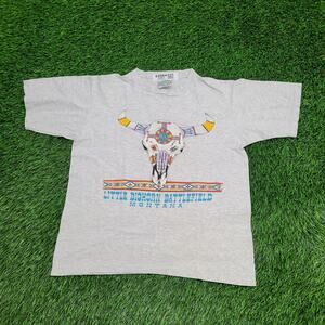 Vintage Bull Skull Shirt Womens Medium 19x22 Montana Native-American
